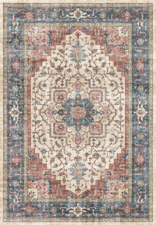 Elise 6302-351 Red Blue Beige Area Rug Online now