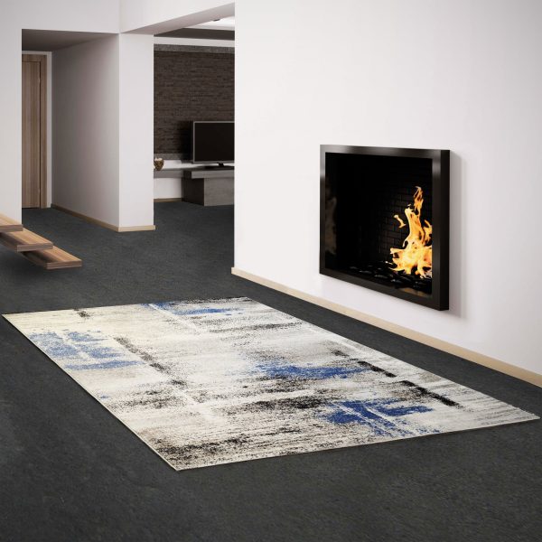 Infinity 32114-6354 Ivory Blue Area Rug For Sale - Image 2
