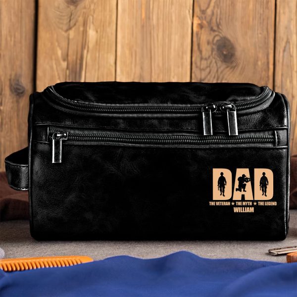 Personalized Gifts For Veteran Dad Leather Toiletry Bag 04huti070325 Hot on Sale - Image 2